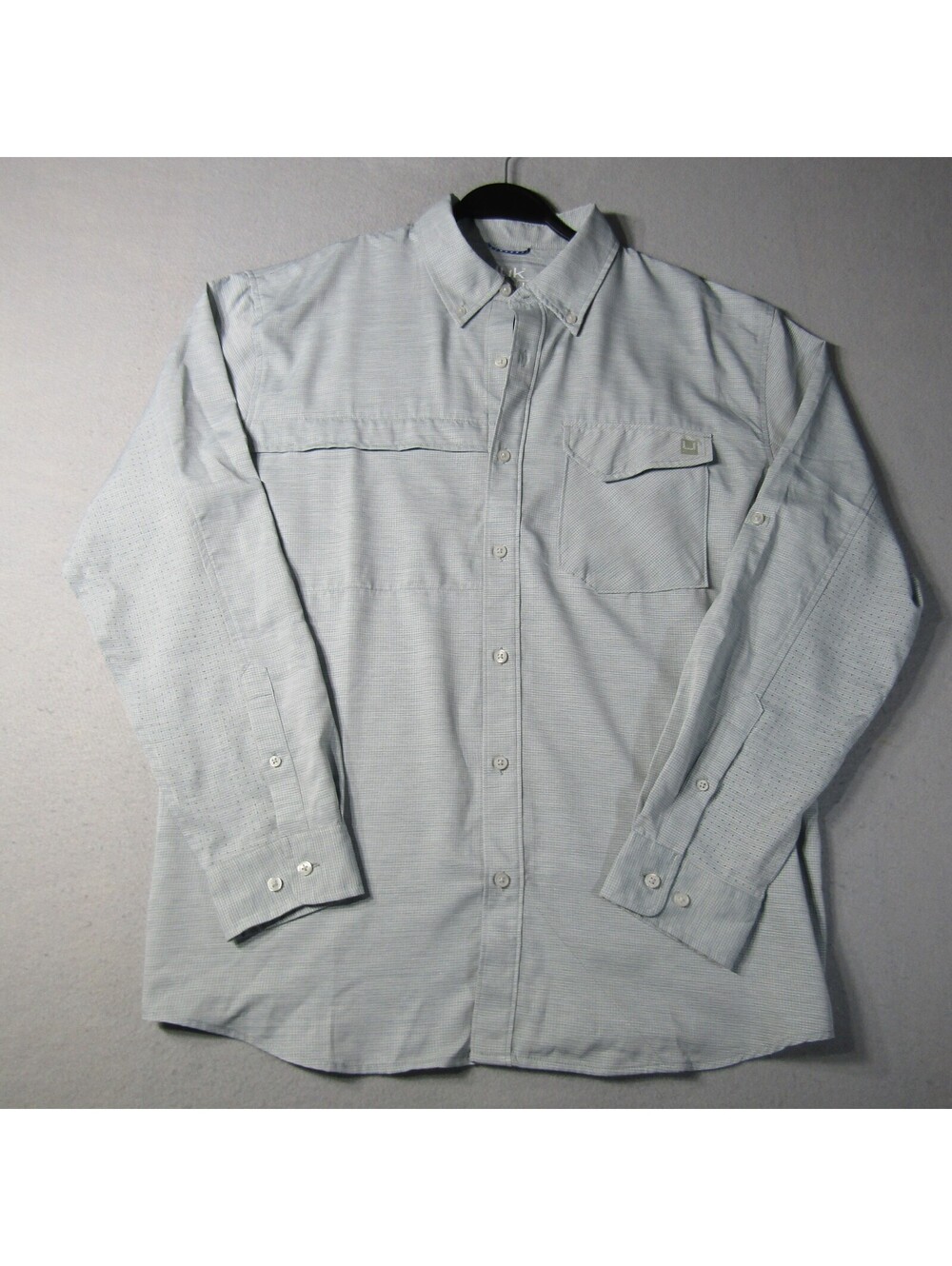 NWT Huk Tidepoint Heathered Ripstop Long Sleeve Button down Shirt Men's L